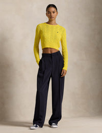 Pull torsadé Cropped Fit en coton - Lemon Crush