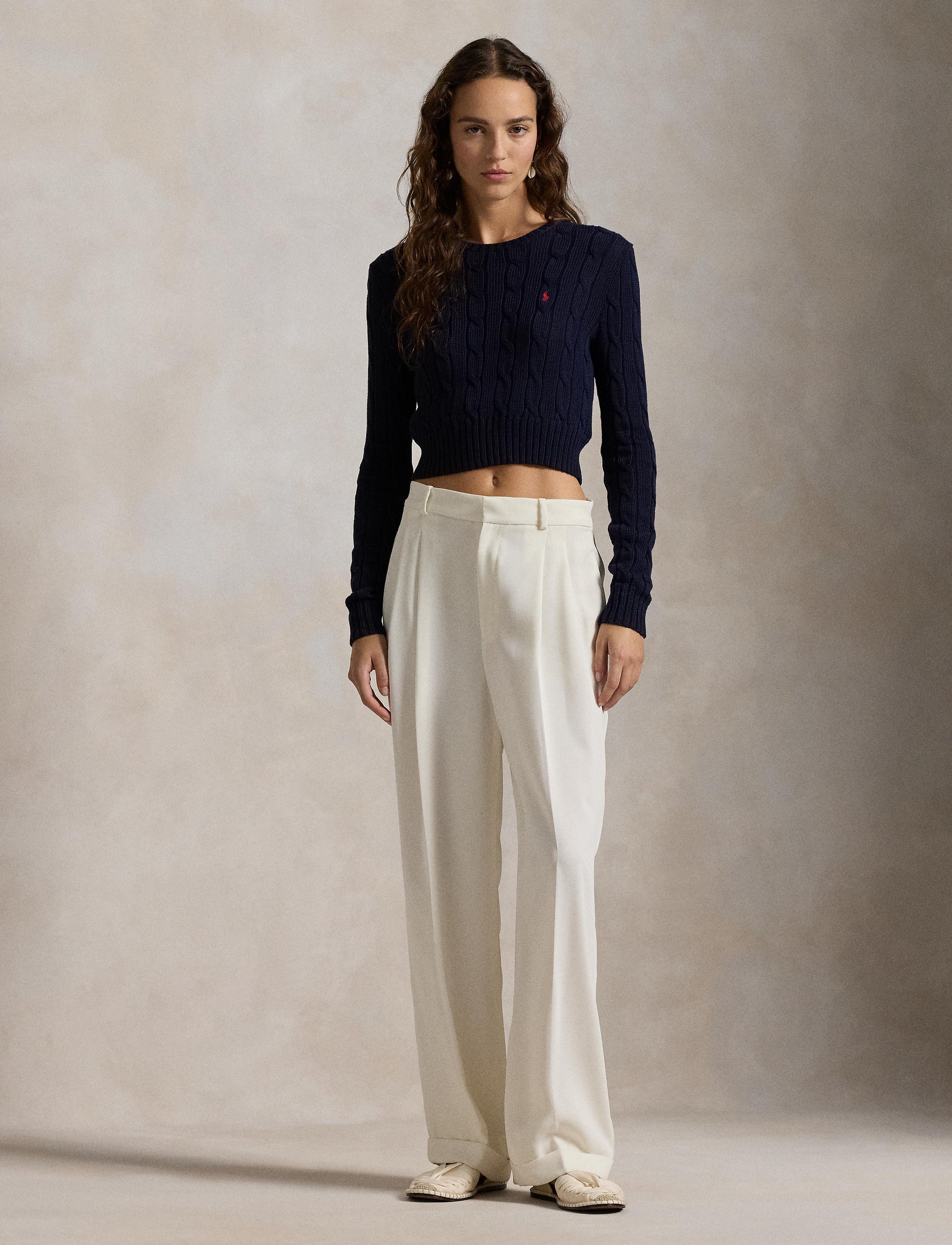Pull torsadé Cropped Fit en coton - Hunter Navy
