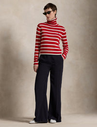 Pull col roulé rayé en coton - Red & Multicolore