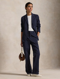 Single breasted milleraie blazer - Navy & Cream