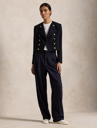 Short jacket in wool crepe - Worth Navy