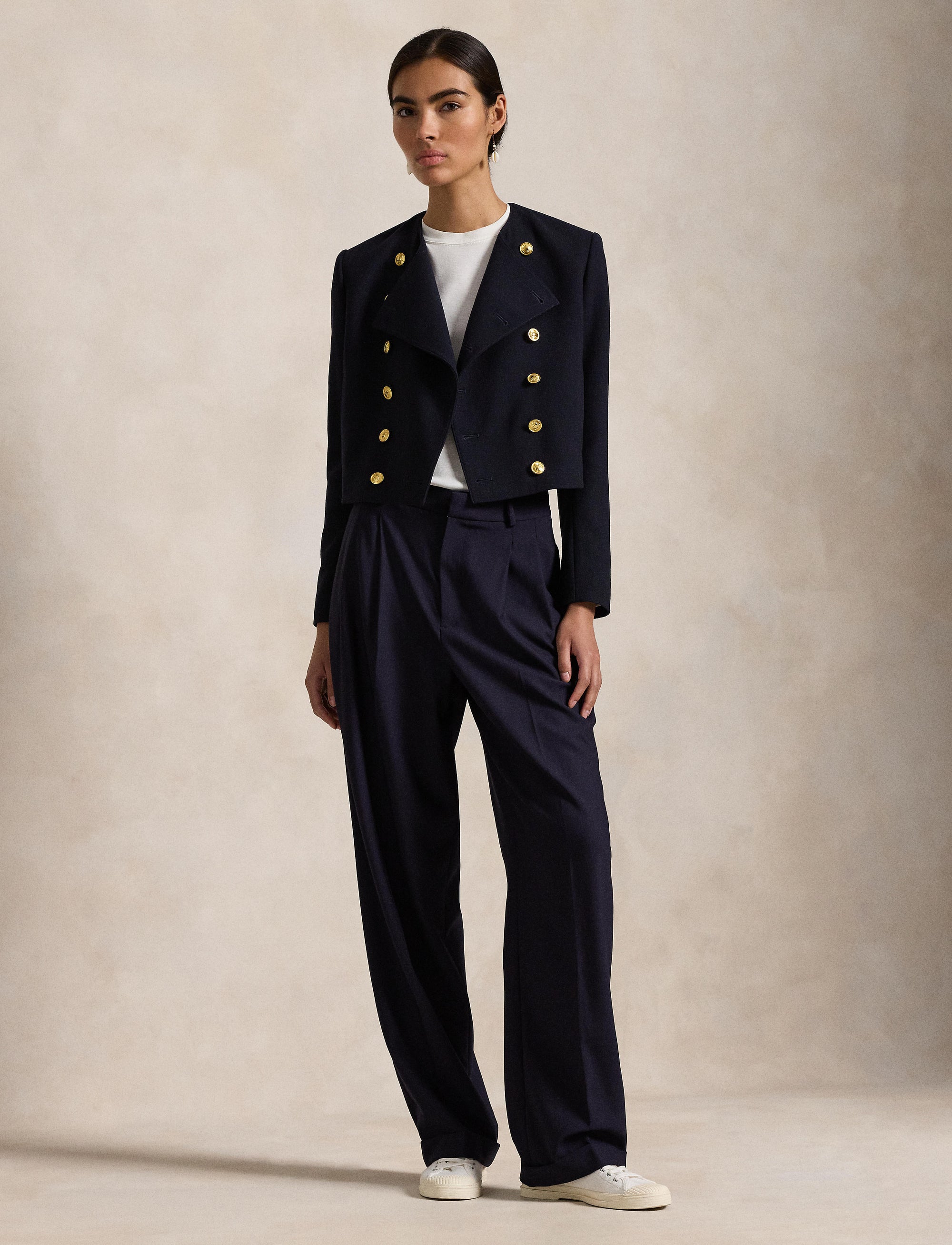 Short jacket in wool crepe - Worth Navy