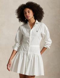 Robe-chemise à pans en popeline de coton - White
