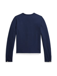 Round-neck stretch cotton cardigan - Newport Navy