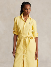 Robe-chemise ceinturée en coton oxford - Yellow