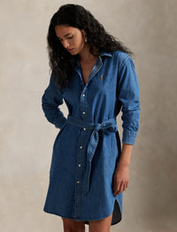 Robe chemise ceinturée en denim - Tussa Wash