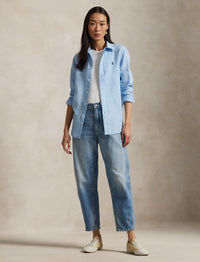 Classic Fit striped linen shirt - Light Blue & White