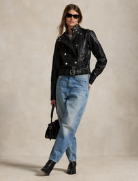 Veste en cuir cloutée - Black