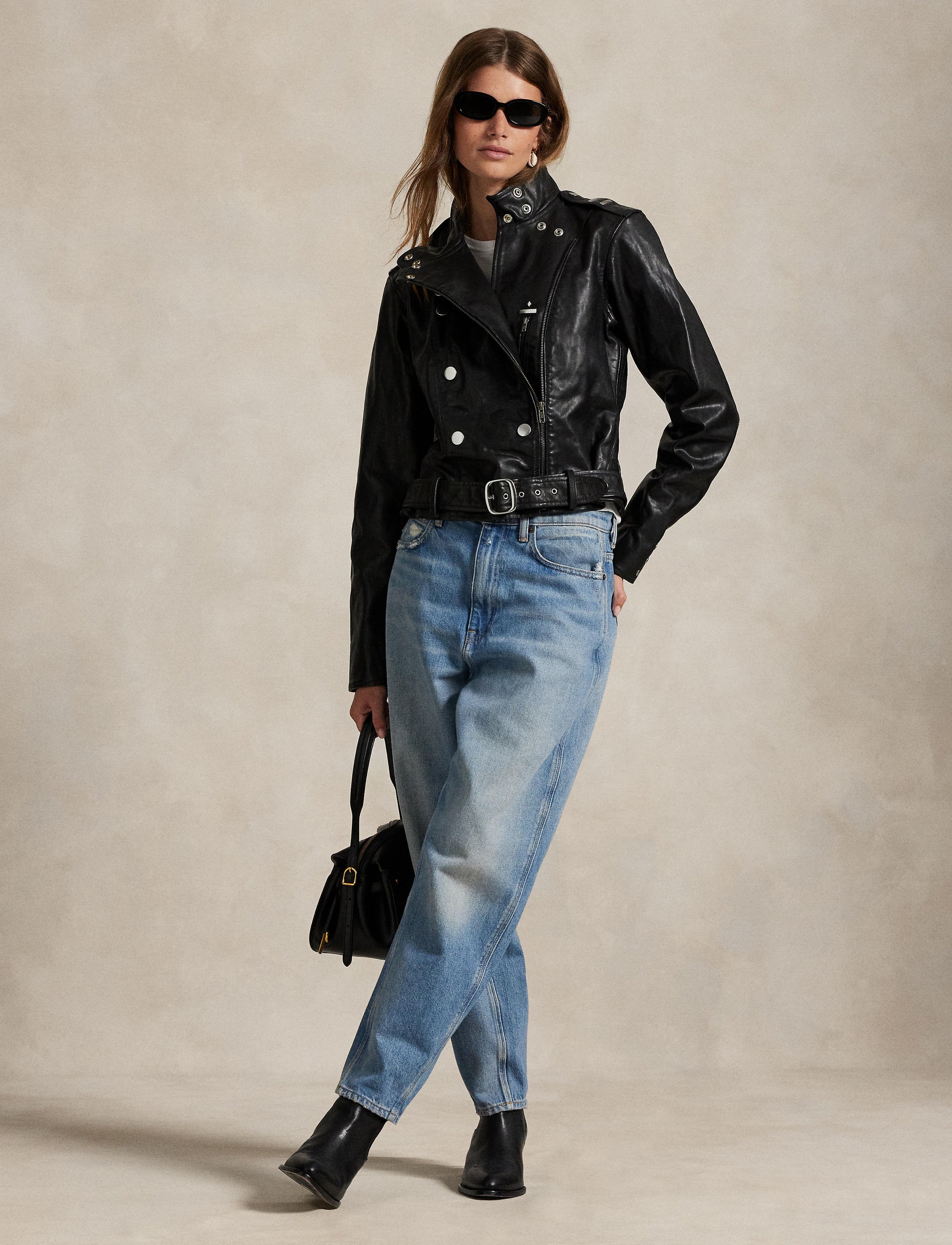 Veste en cuir cloutée - Black