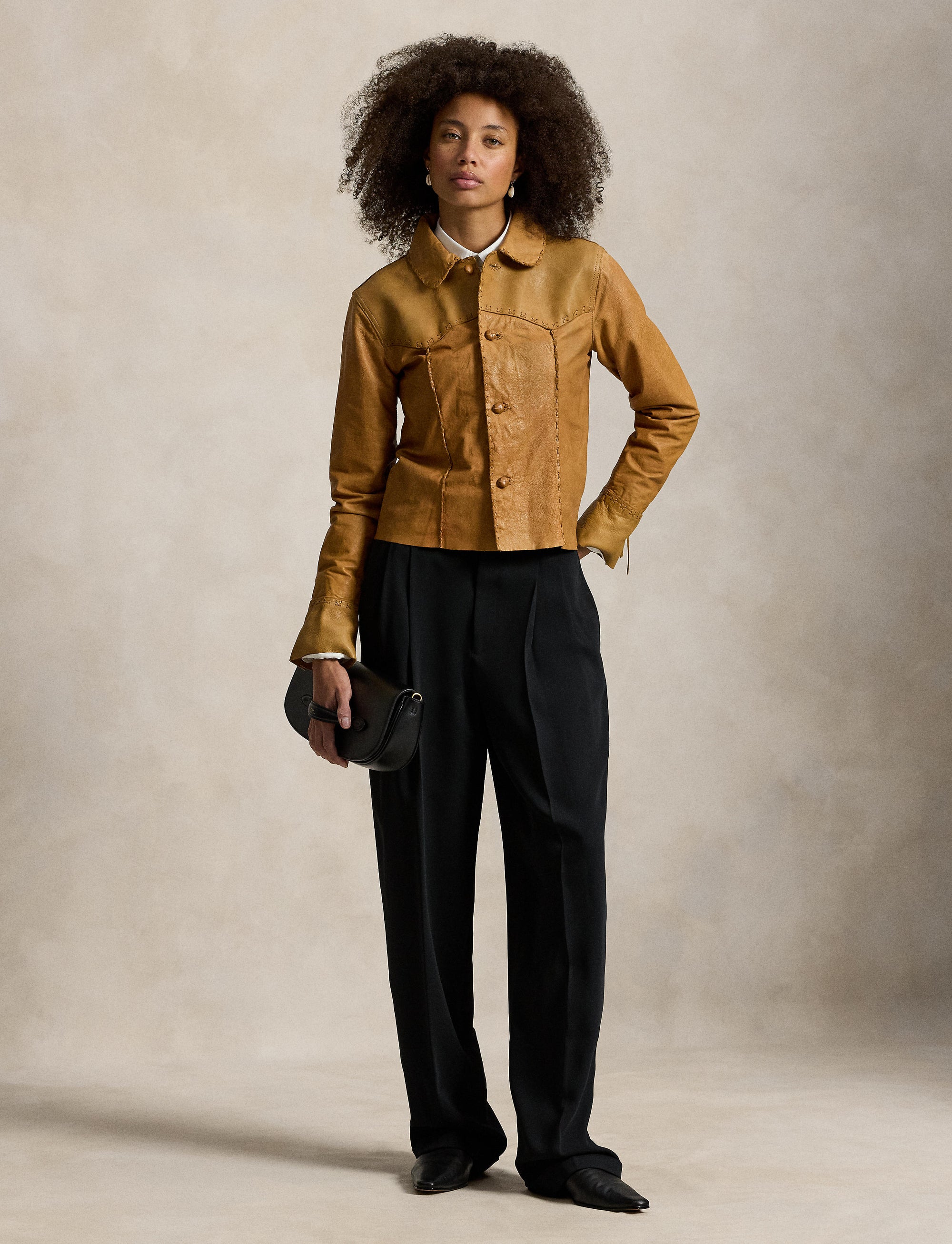 Surchemise western en cuir - Tan