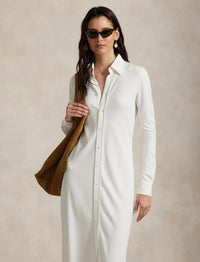 Robe-chemise boutonnée en maille - Trophy Cream