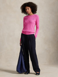 Pull à col rond en cachemire et laine mélangé - Pink Lace
