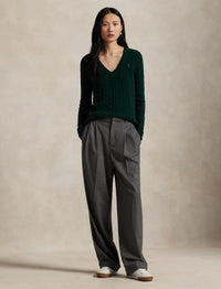 Wool and cashmere blend V-neck jumper - College Green