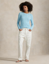 Pull torsadé à col rond en coton - Acadia Blue
