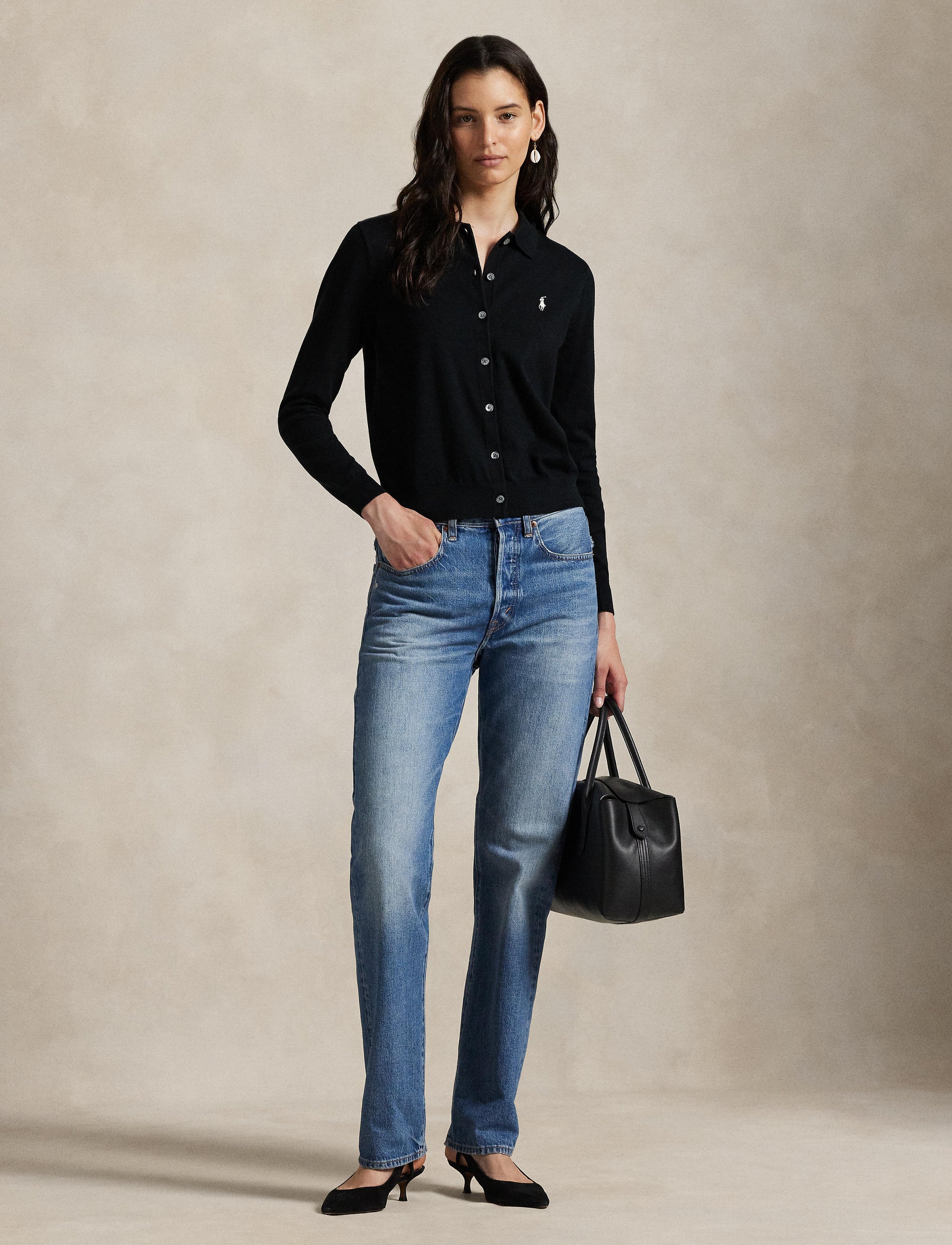 Cardigan à boutons - Polo Black
