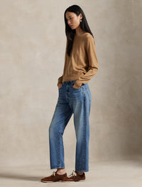 Wool round-neck jumper - Camel Melange collection