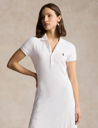 Robe Polo broderie anglaise en coton piqué - White