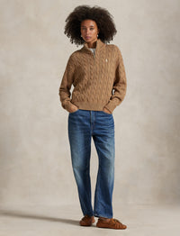 Pull demi-zippé et torsadé en coton - Collection Camel Melange