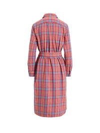 Robe-chemise ceinturée écossaise - Red & White