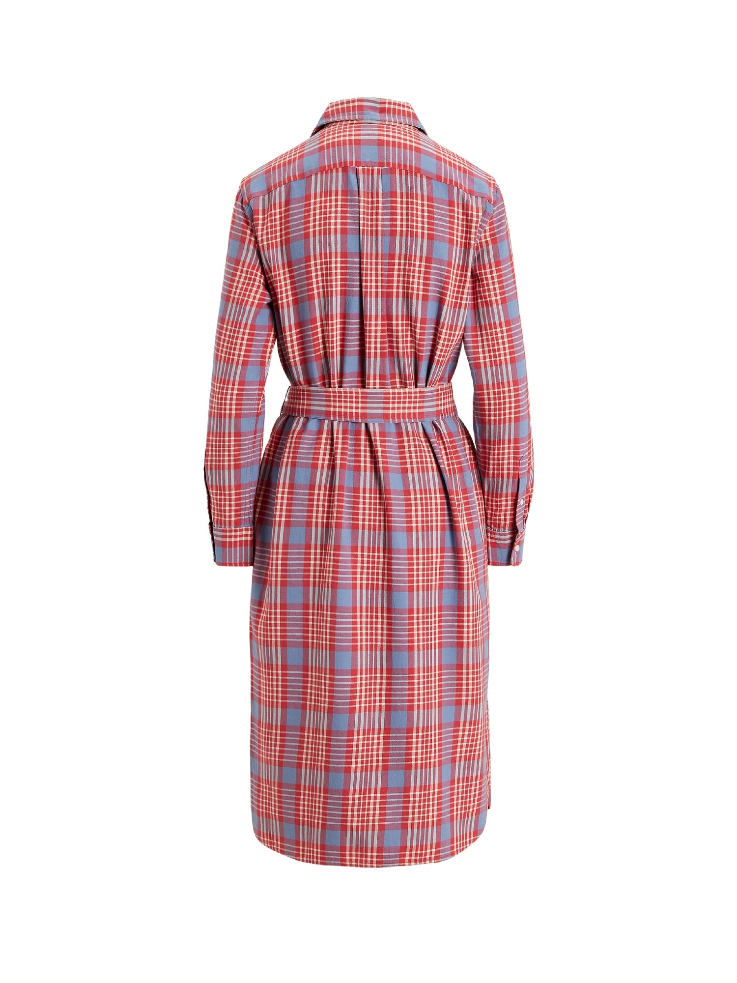 Robe-chemise ceinturée écossaise - Red & White