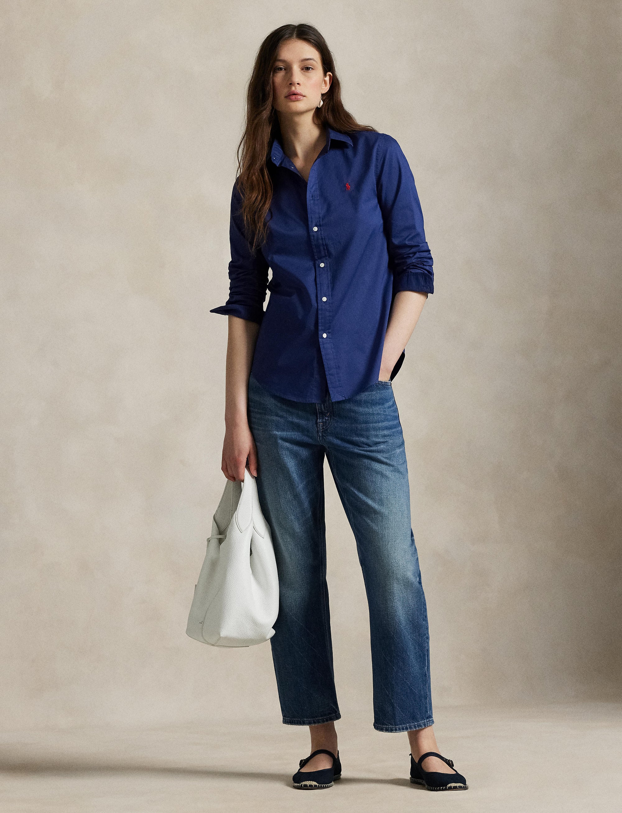 Chemise Classic Fit en sergé de coton  - Classic Navy