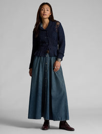 Jupe plissée en denim indigo - Medium Indigo
