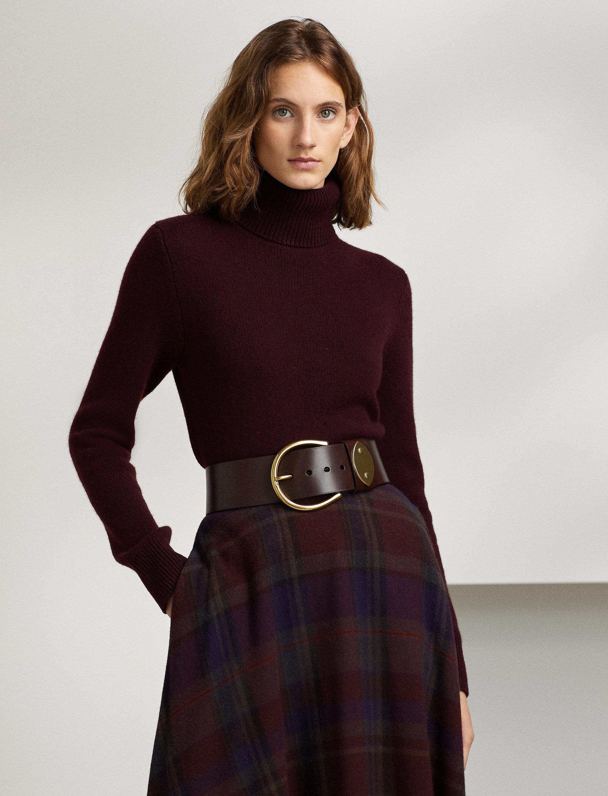 Pull à col roulé en cachemire - Bordeaux 1