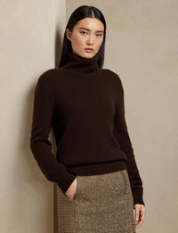 Pull à col roulé en cachemire - Brown