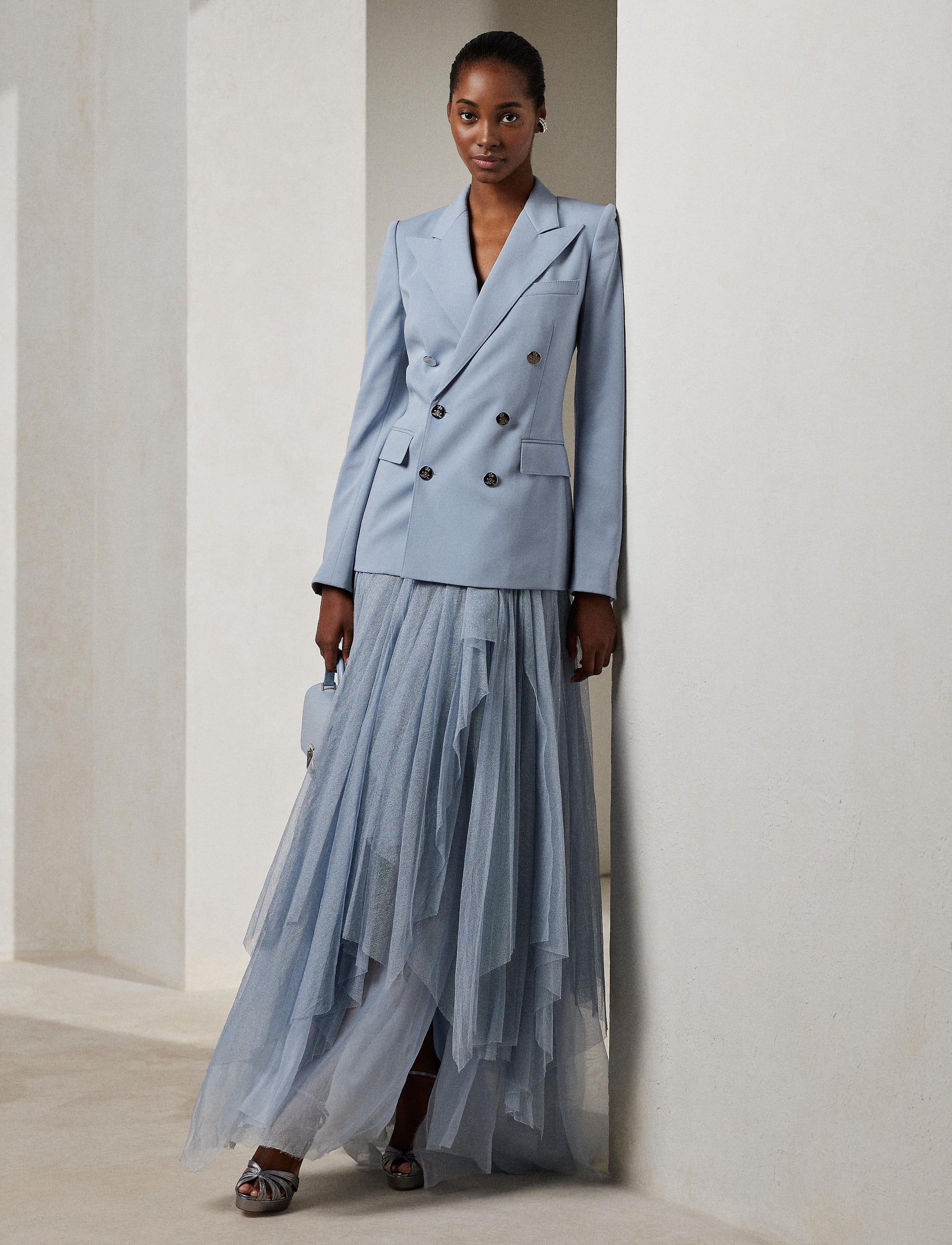 Veste Camden en gabardine de laine - Powder Blue