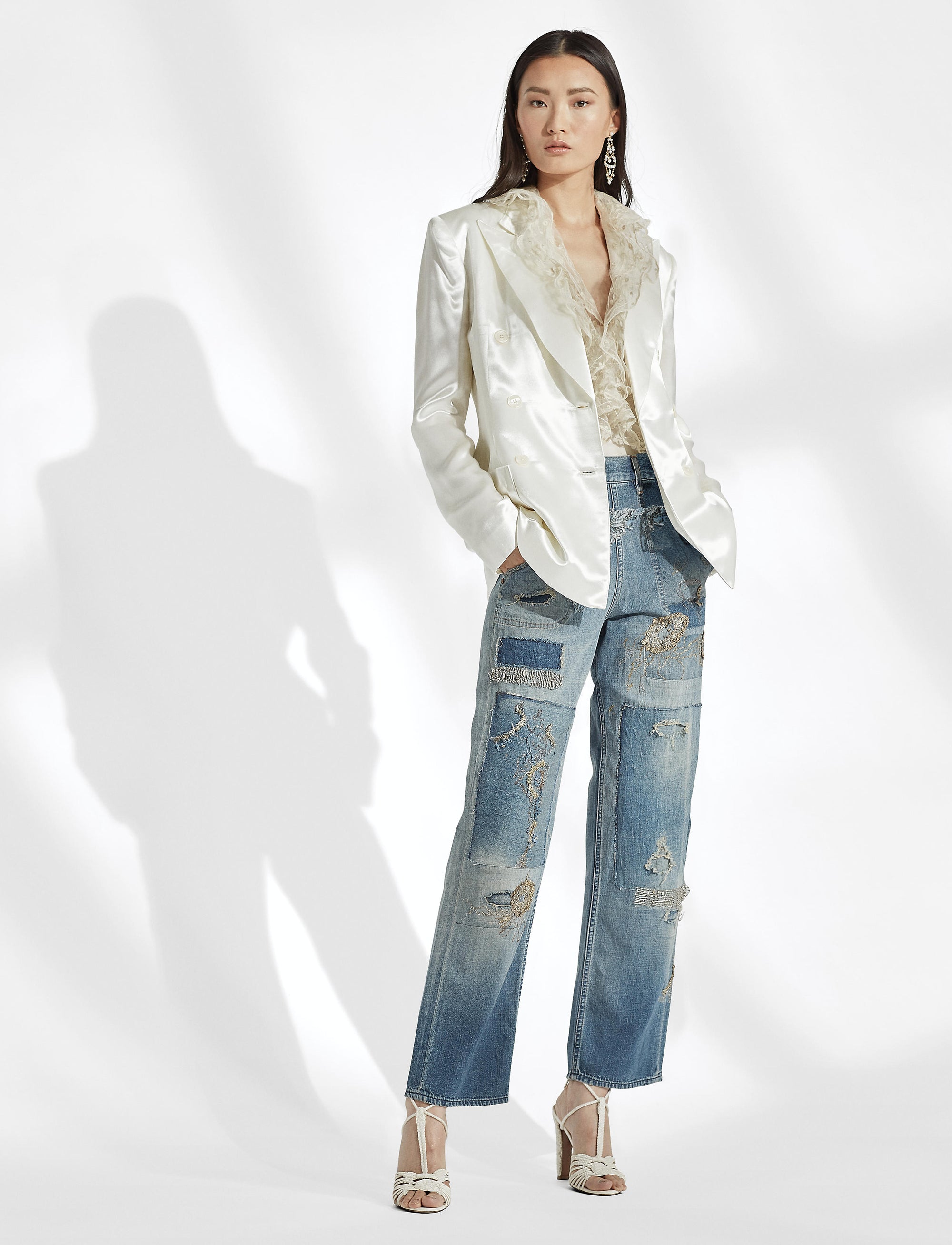 Rosie decorated 7/8 jeans - Indigo