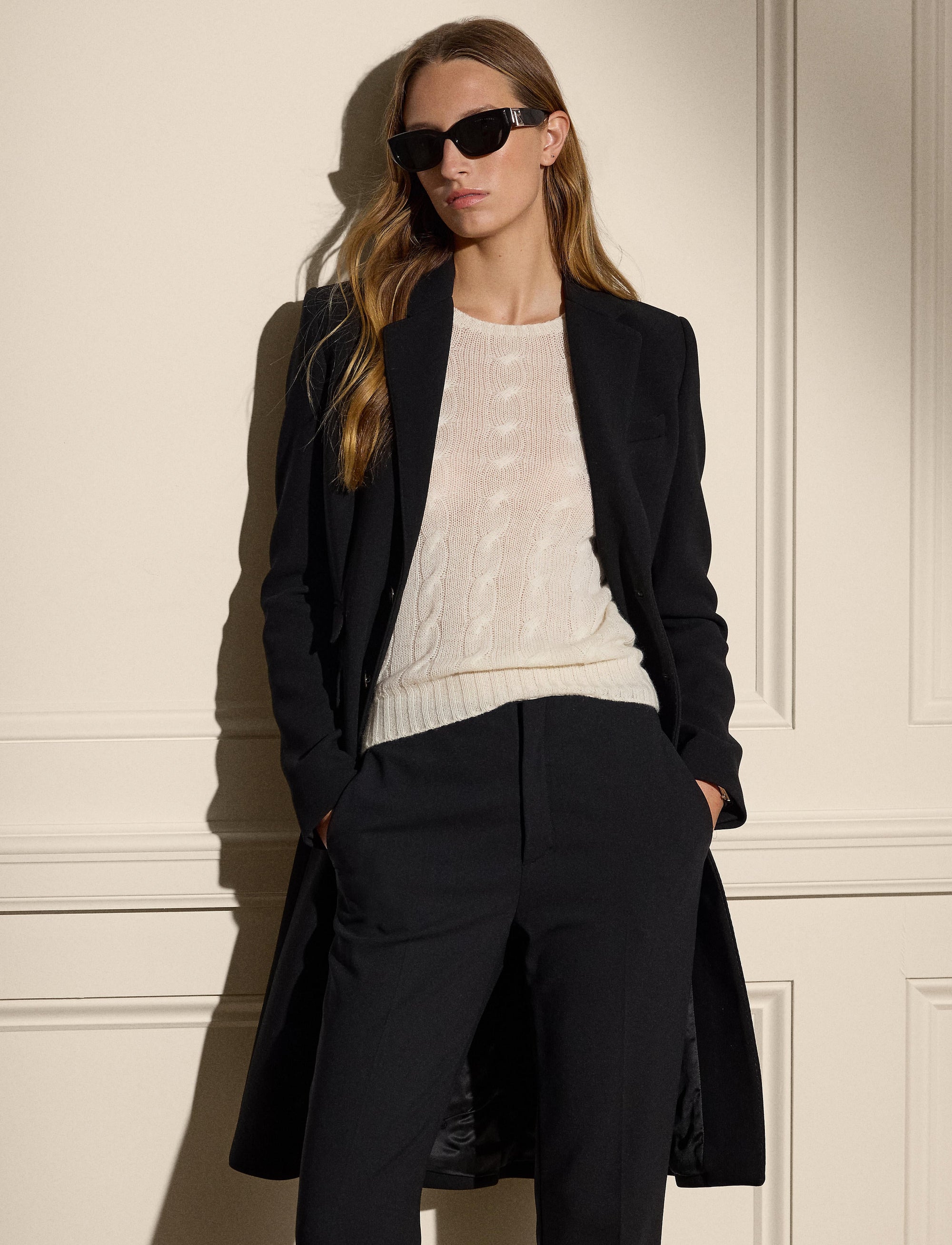 Manteau Parker en crêpe de laine - Black