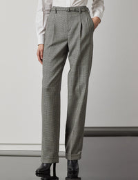 Pantalon Stamford prince-de-galles en laine - Black & Antique Cream