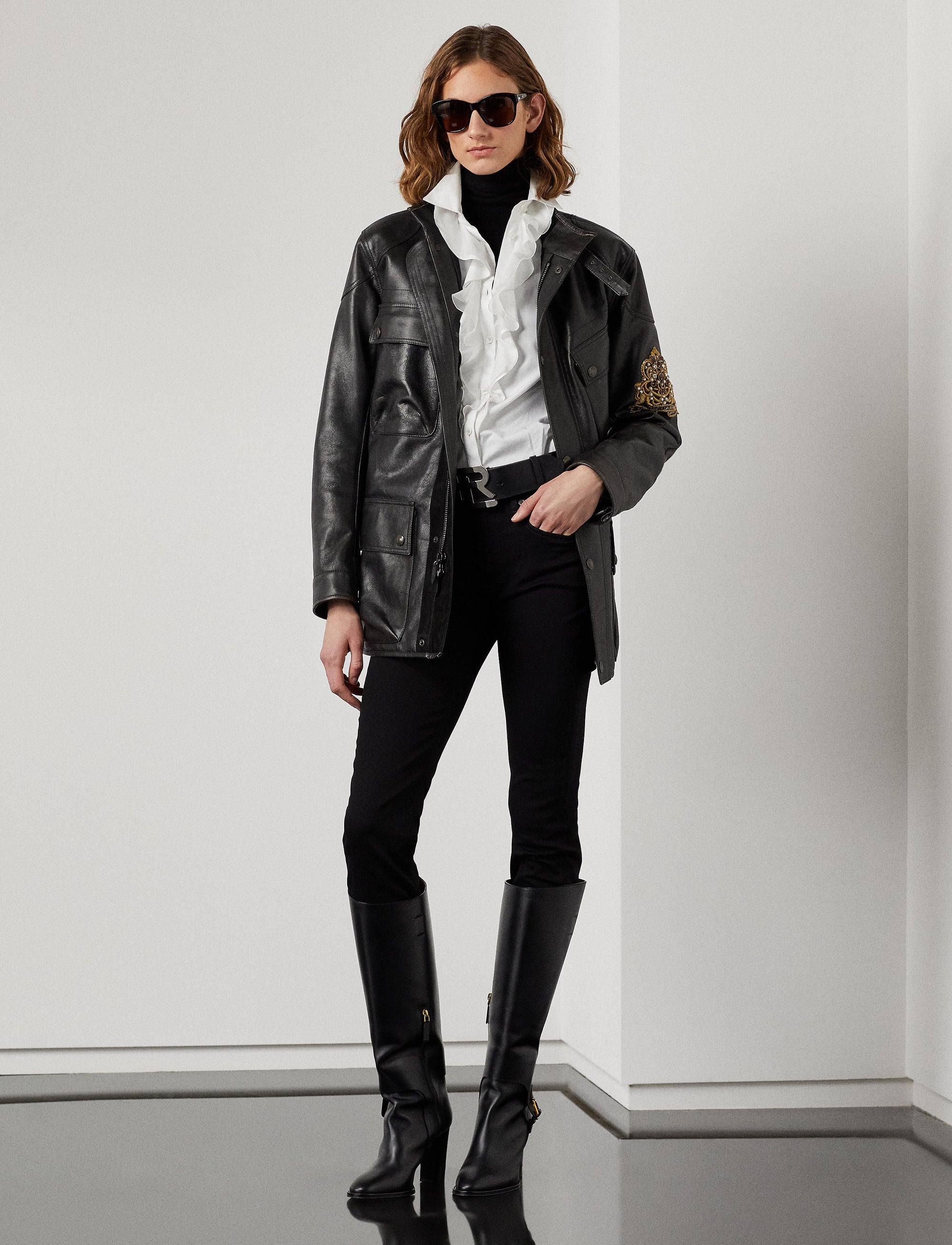 Veste moto Cadena en cuir - Black