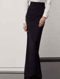 Jupe crayon taille haute en laine - Black