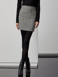 Jupe Carreen prince-de-galles en laine - Black & Antique Cream