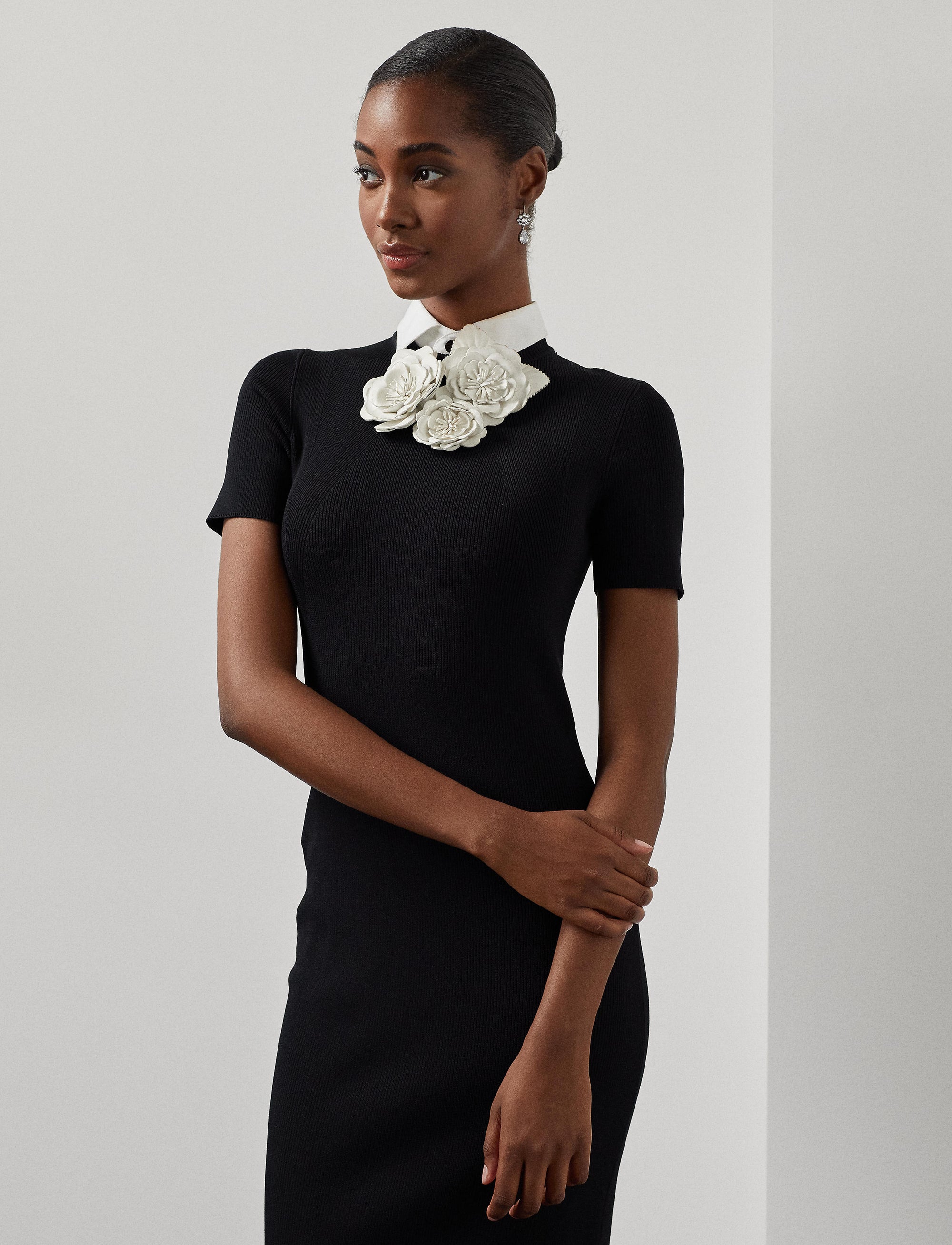 Robe-pull à col tissé - Black
