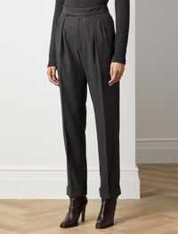 Pantalon Seina en flanelle de laine - Dark Grey Melange