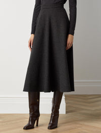 Jupe Erica à chevrons en tweed - Charcoal Melange
