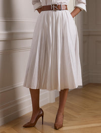Arnav pleated skirt in linen mix - Offwhite