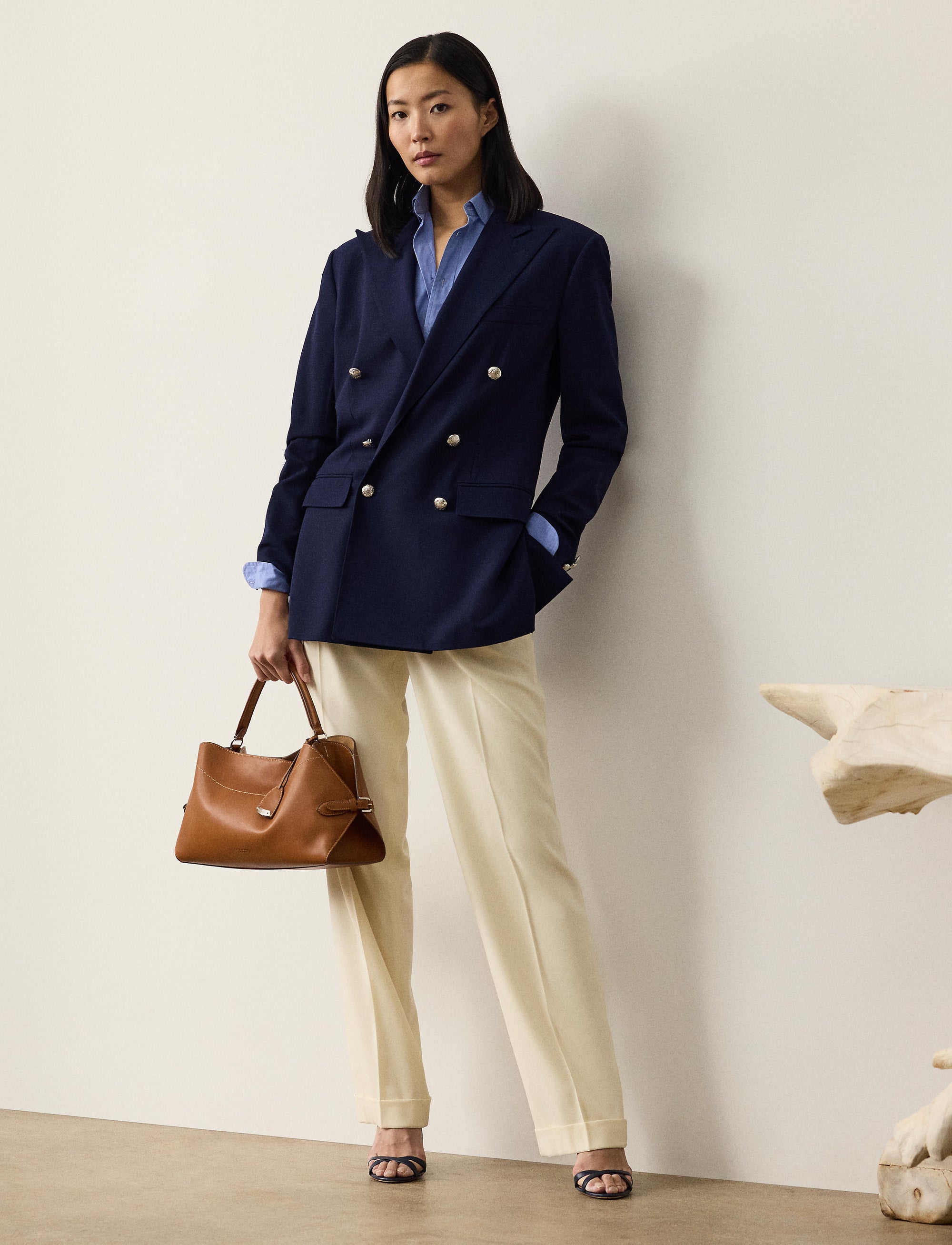 Veste Shelden en crêpe de laine - Lux Navy