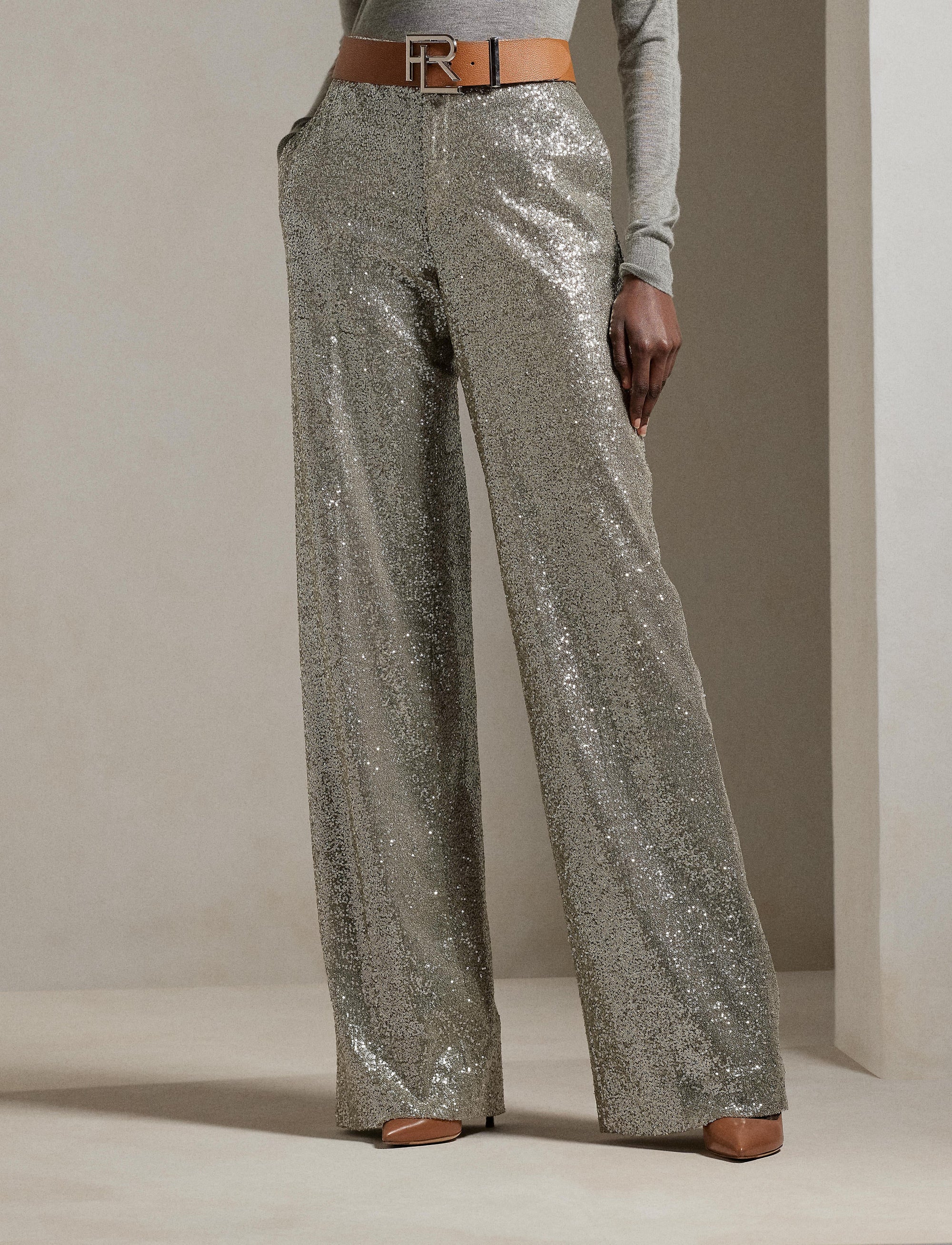 Decorated Welles wide-leg trousers - Classic Light Grey