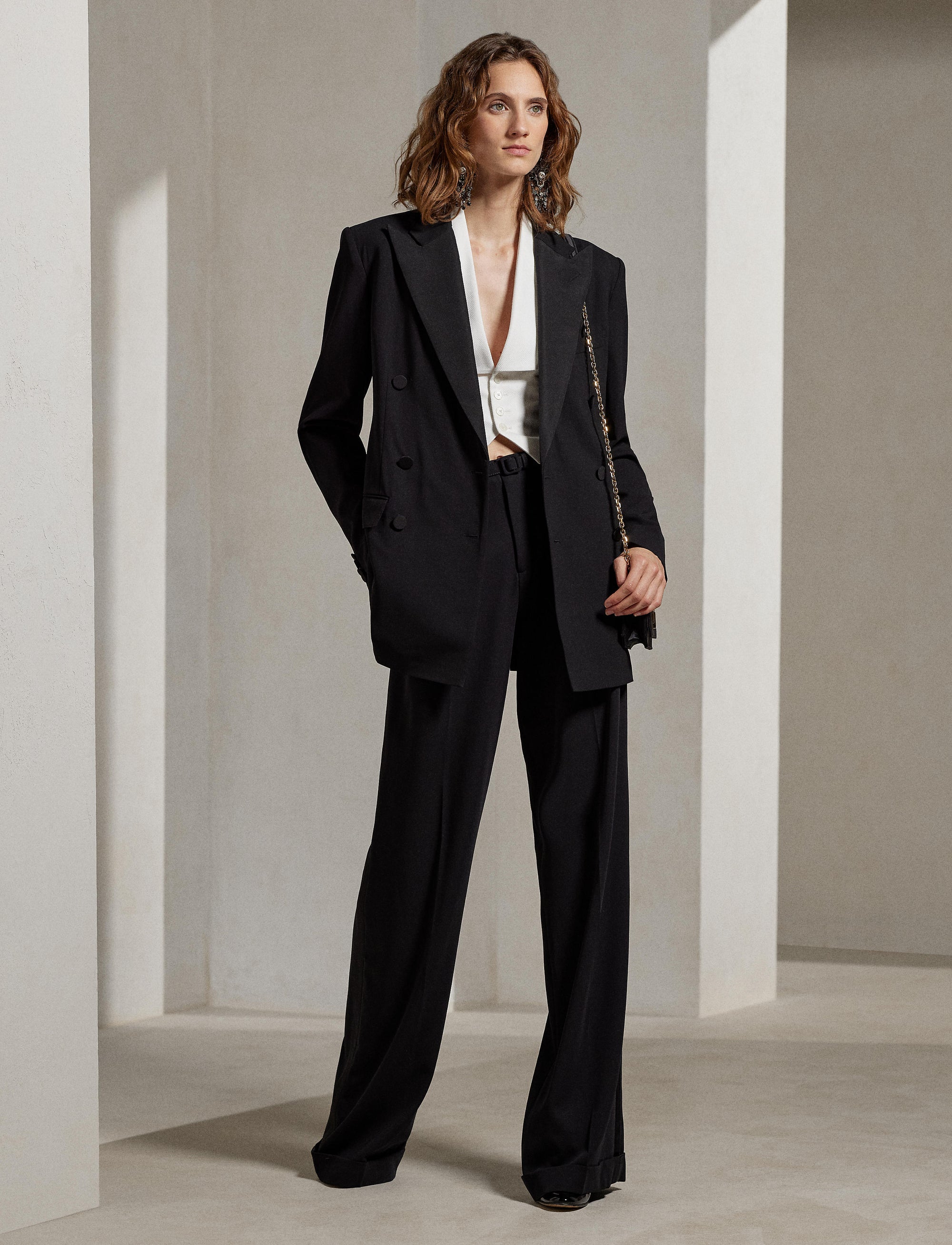 Veste de smoking Shelden en crêpe de laine - Black