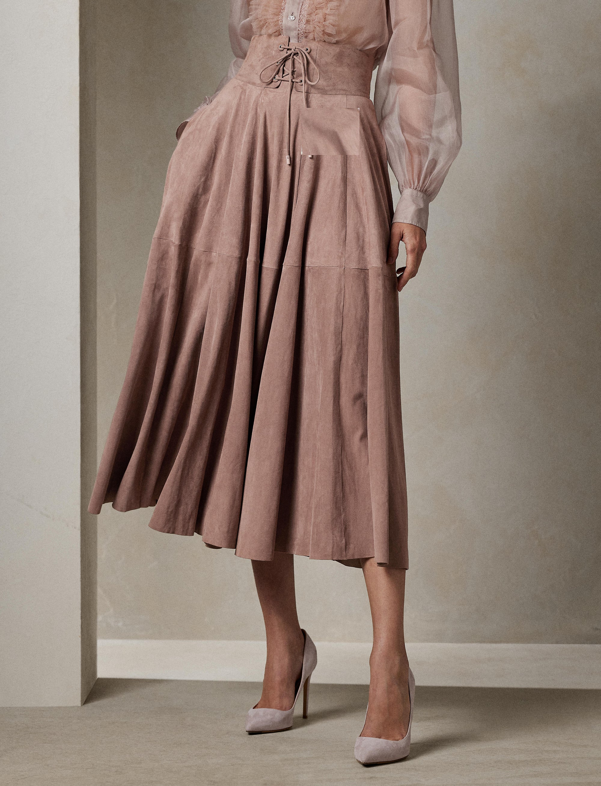 Jupe Abberton en daim - Mauve