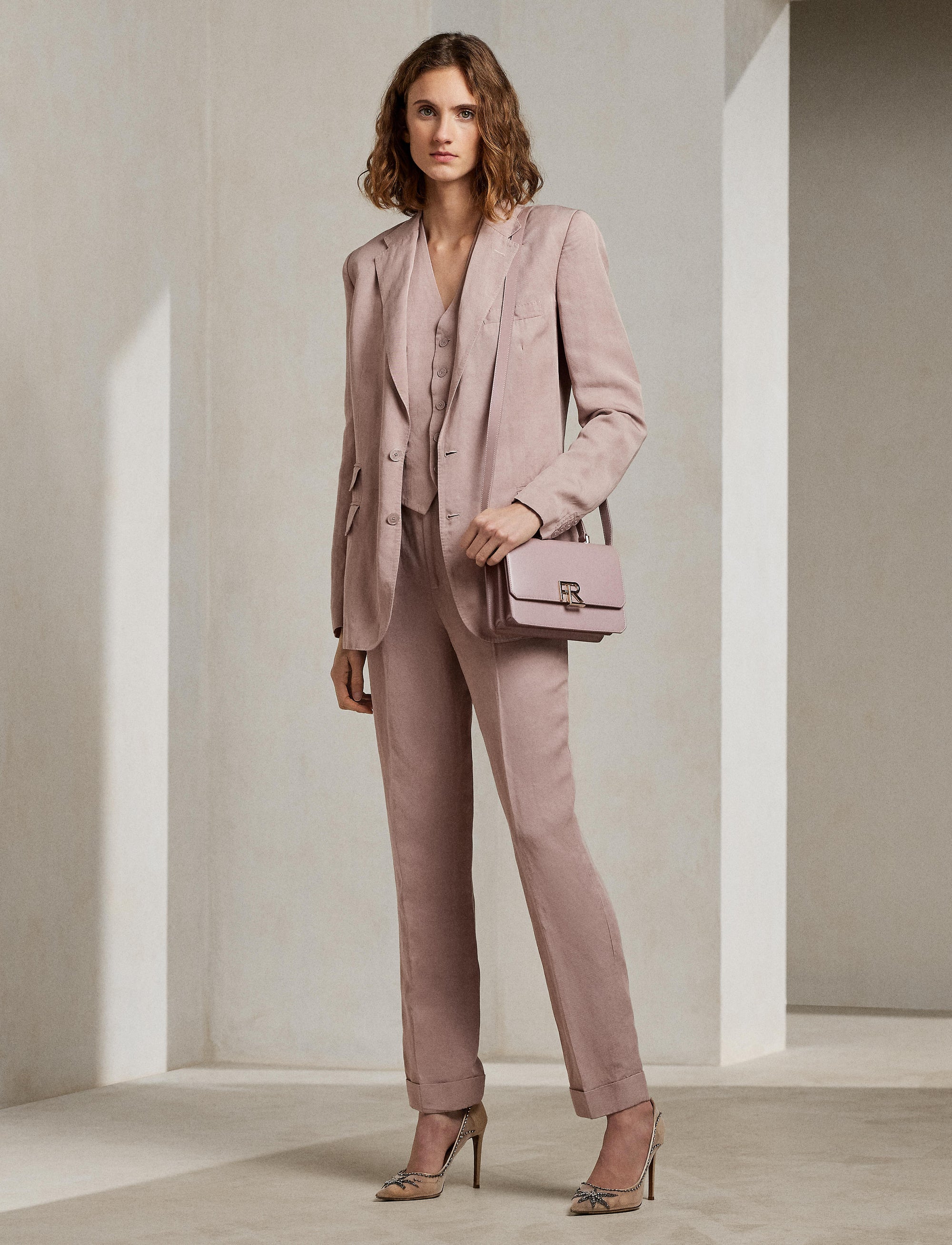 Odera jacket in mixed linen - Mauve