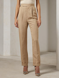 Evanne trousers in linen mix - Clay