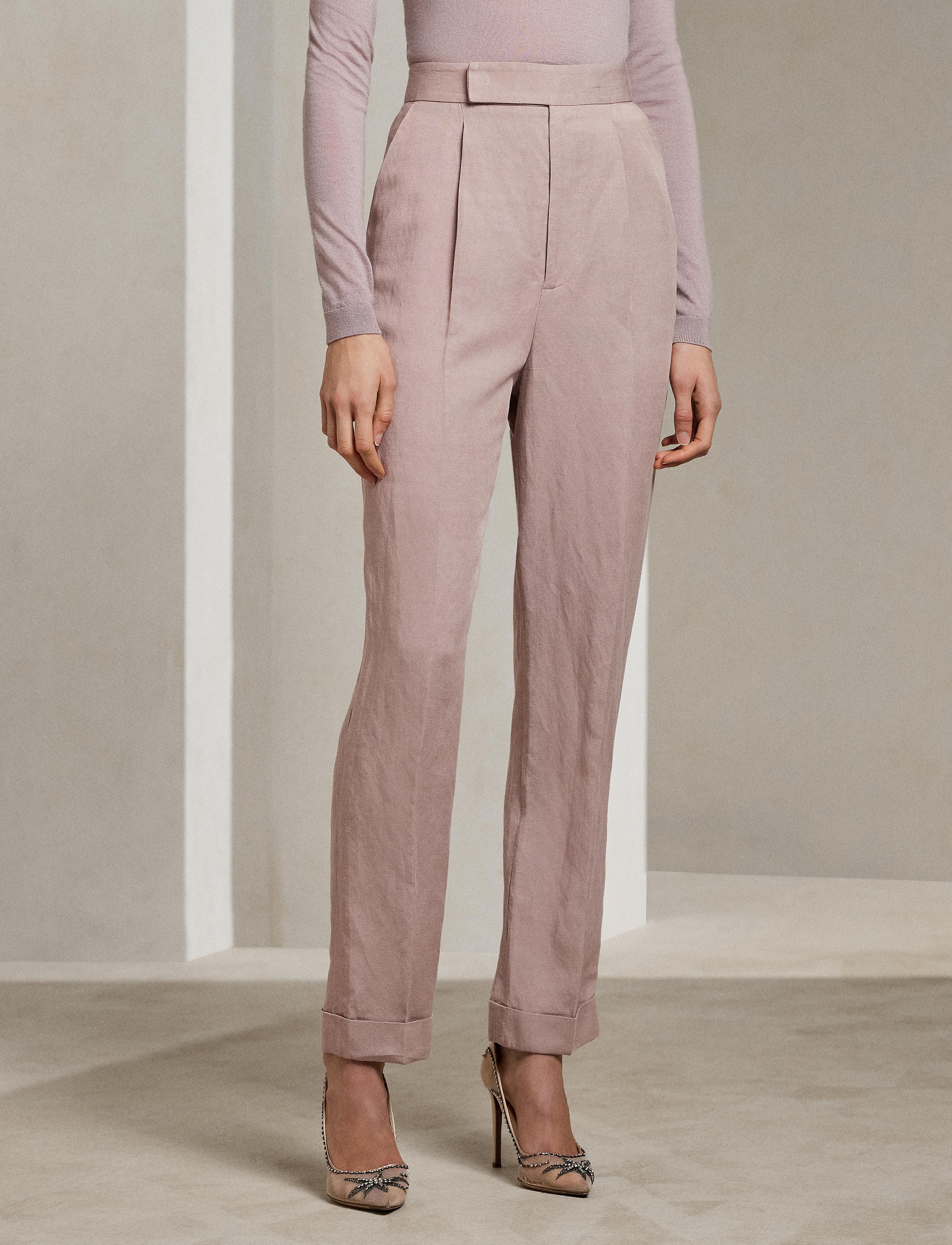 Evanne trousers in linen mix - Mauve