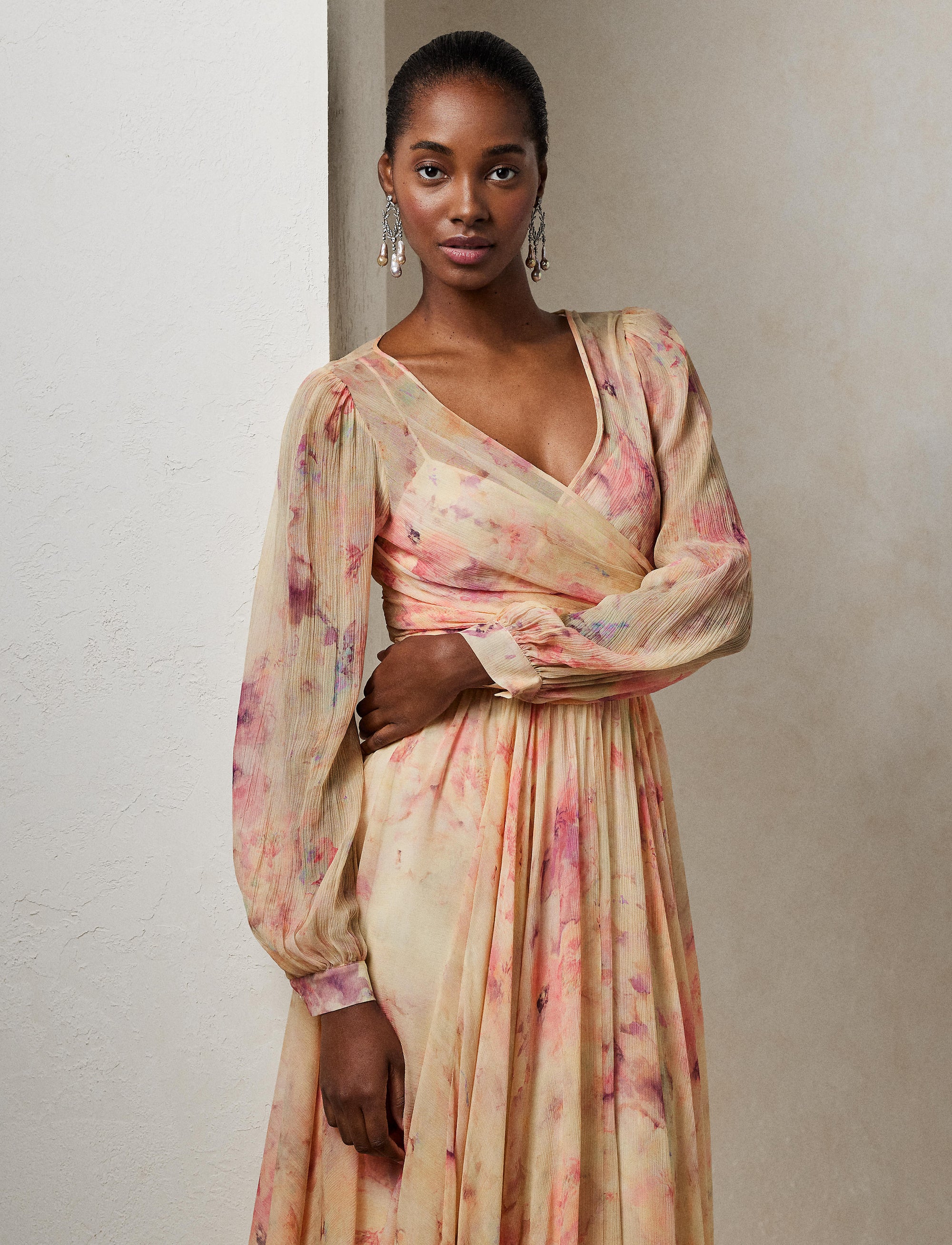 Robe Skielar mousseline froissée fleurie - Multi