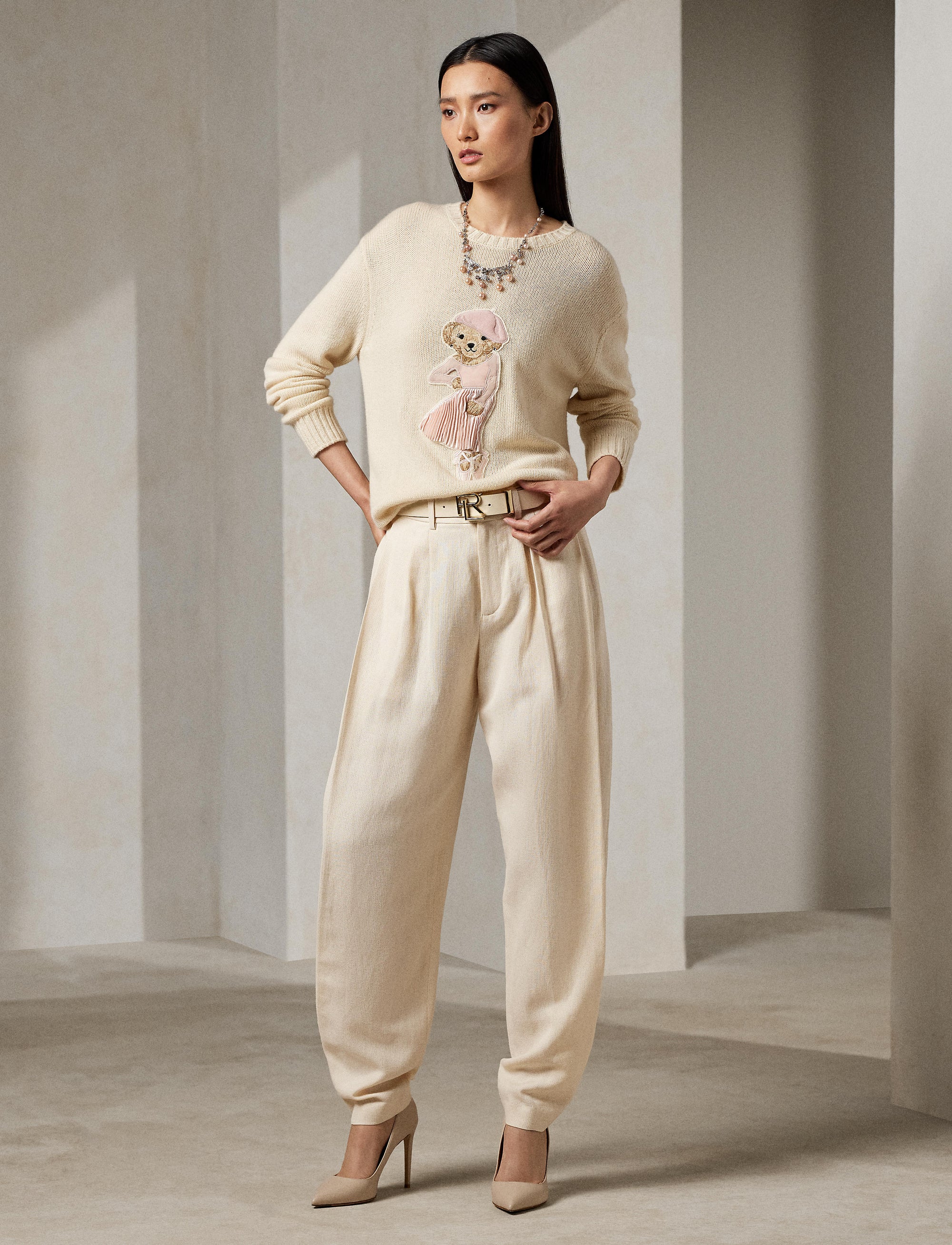 Ballet Polo Bear cashmere jumper - Butter