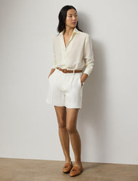 Casual capri shirt in linen voile - Lux Cream