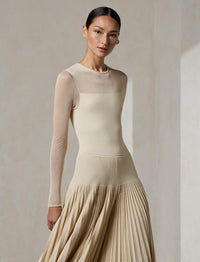 Opaque-transparent pleated jumpsuit - Butter